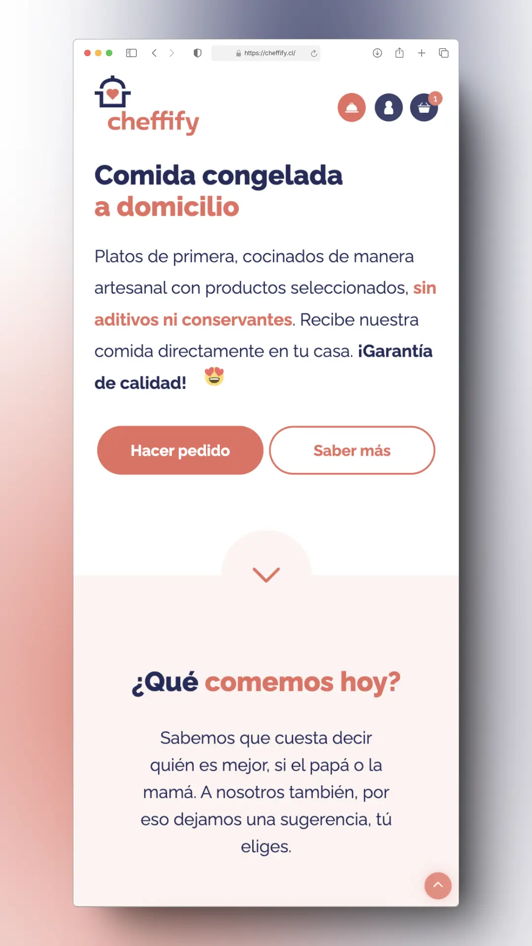 Imagen demostrativa versión mobile del sitio web Cheffify